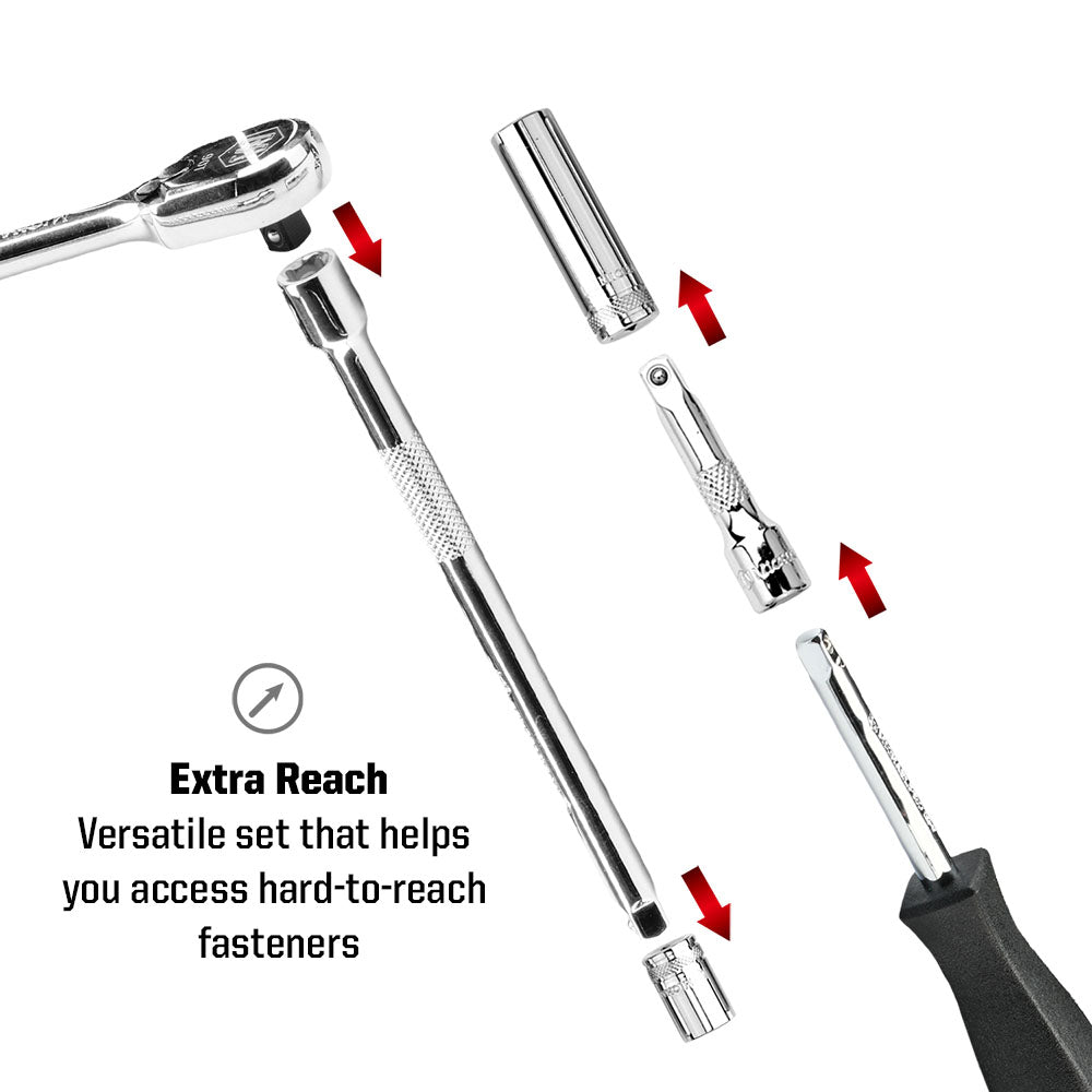 22-Piece 1/4" Drive 90 Tooth SAE Socket Set (MP005058)