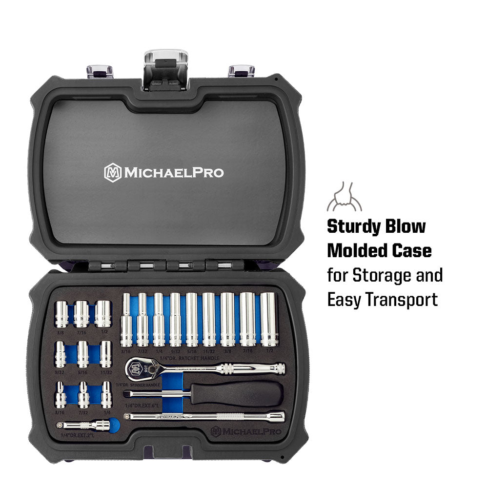 22-Piece 1/4" Drive 90 Tooth SAE Socket Set (MP005058)