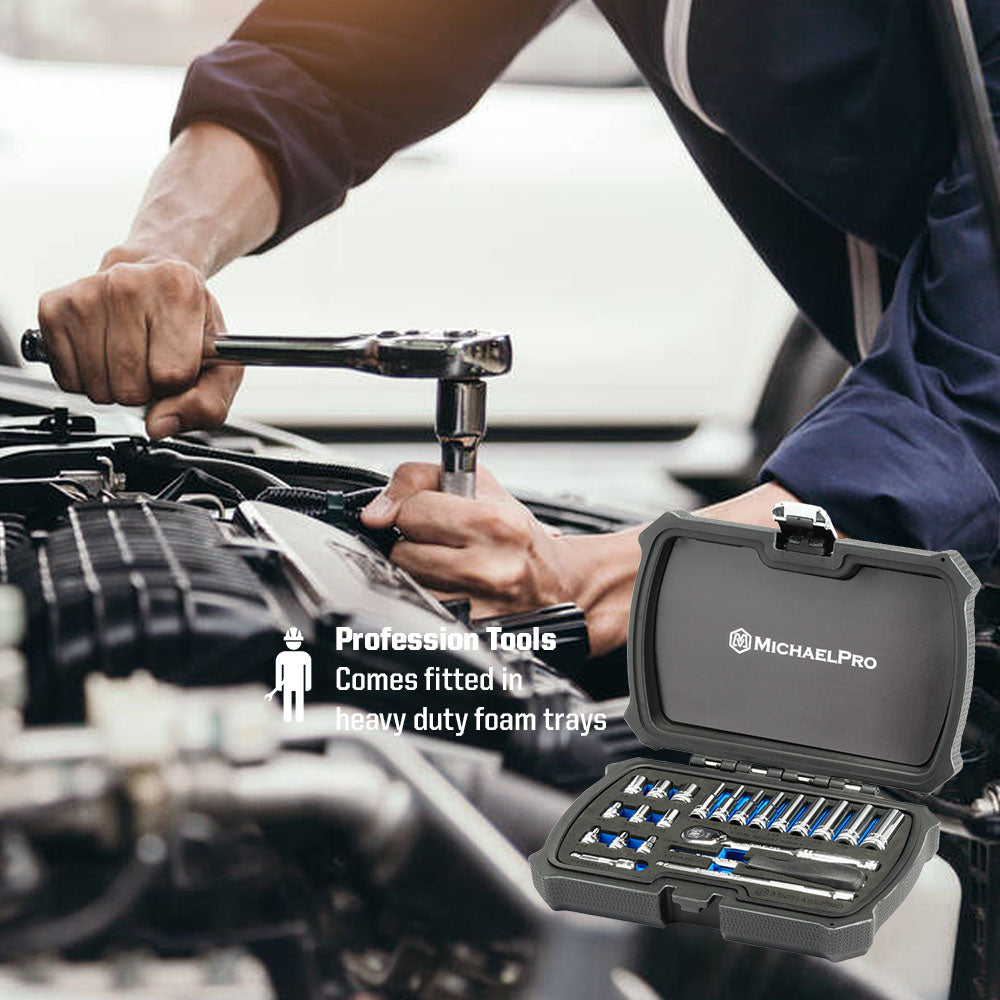 22-Piece 1/4" Drive 90 Tooth SAE Socket Set (MP005058)