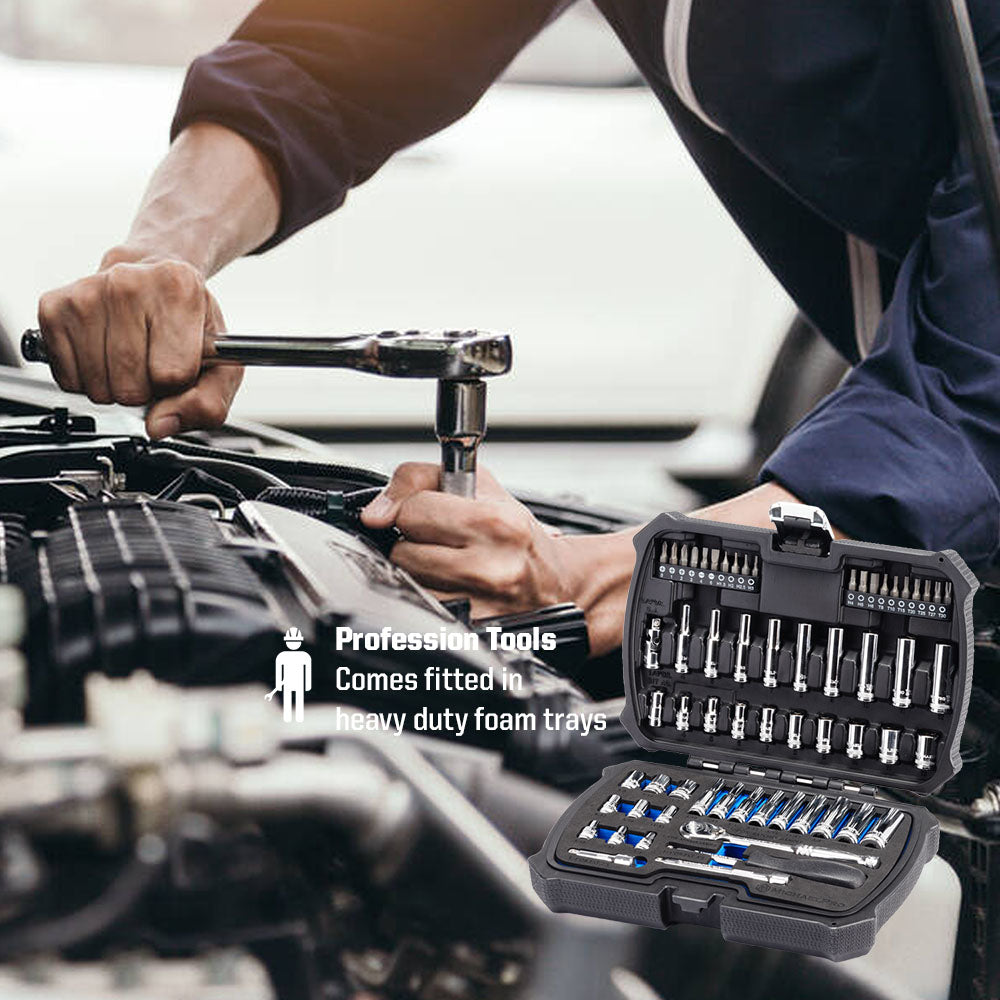 62-Piece 1/4" Drive 90 Tooth SAE/Metric Socket Set (MP005059)