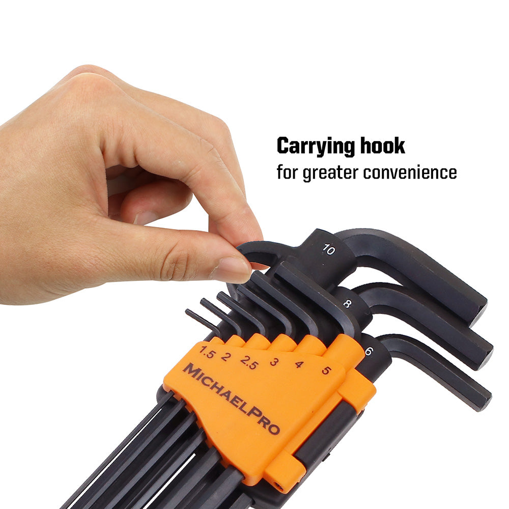 9-Piece Ball End Hex Key Set with Storage in Metric Sizes (MP001048) - MichaelPro