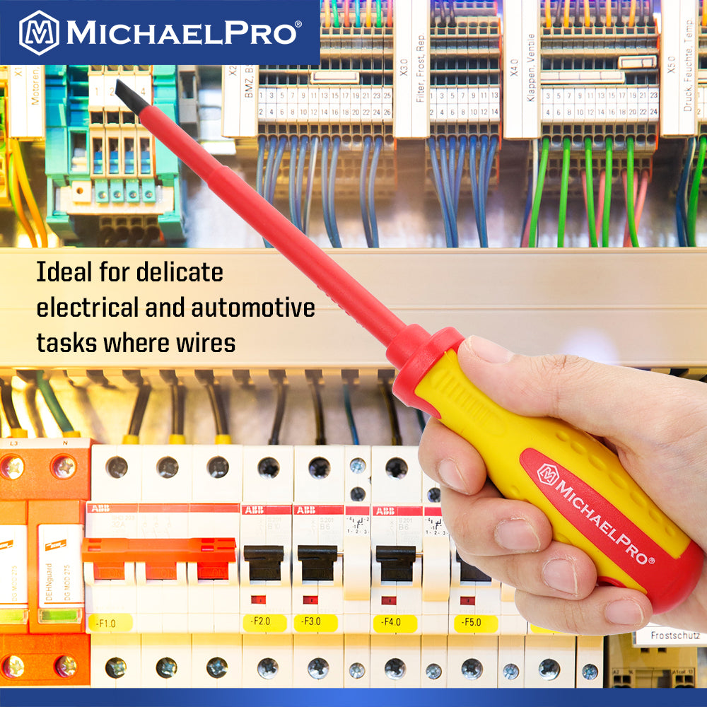 6.5 x 150mm Slotted Head VDE Insulated Electricians Screwdriver (MP002033) - MichaelPro