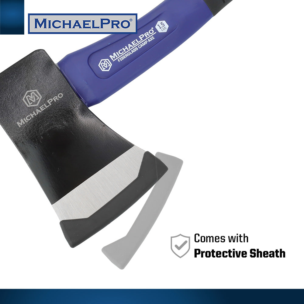 1.5 lb Camping Axe with Shock Absorbing Fiberglass Handle (MP004004) - MichaelPro