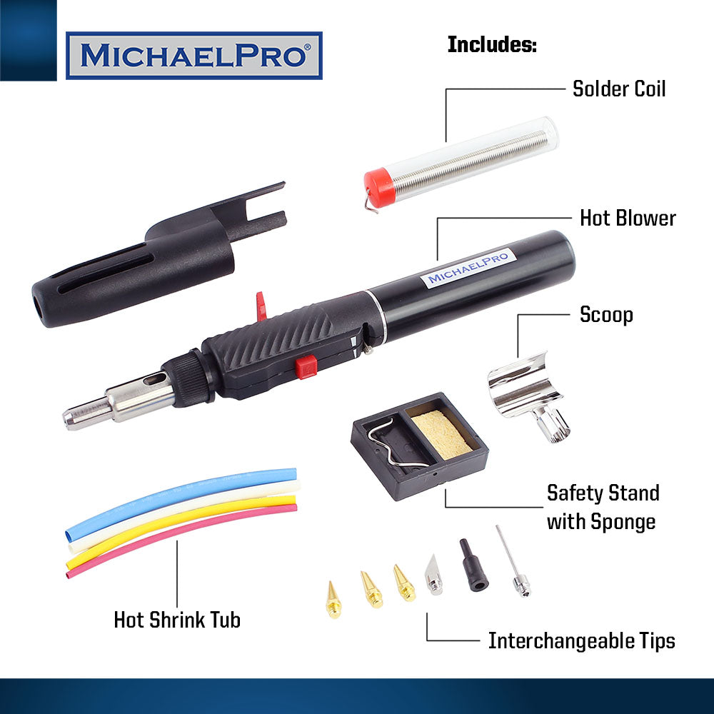 Cordless Butane Soldering Iron Kit with Interchangeable Tips (MP011002)