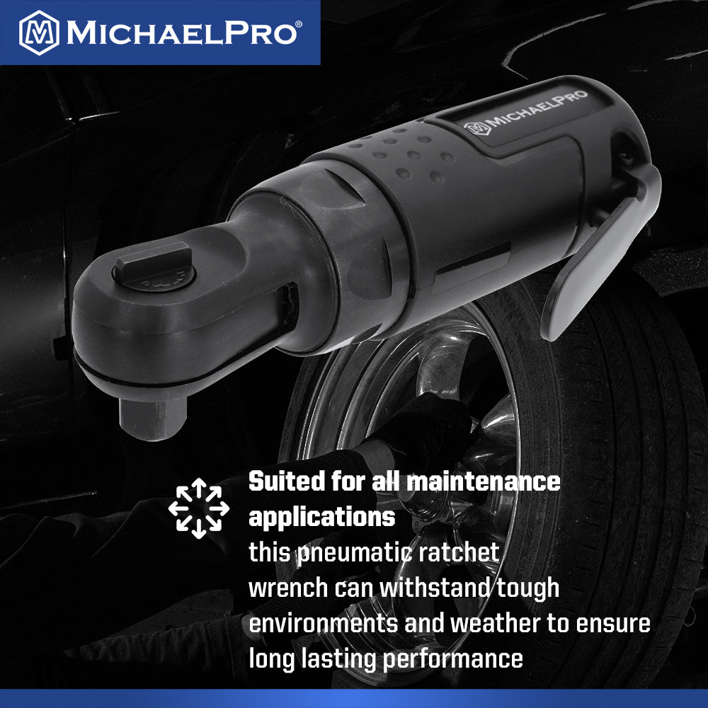 1/4" Drive Mini Air Ratchet Wrench, 35 ft-lbs Max Torque Output (MPA01044) - MichaelPro