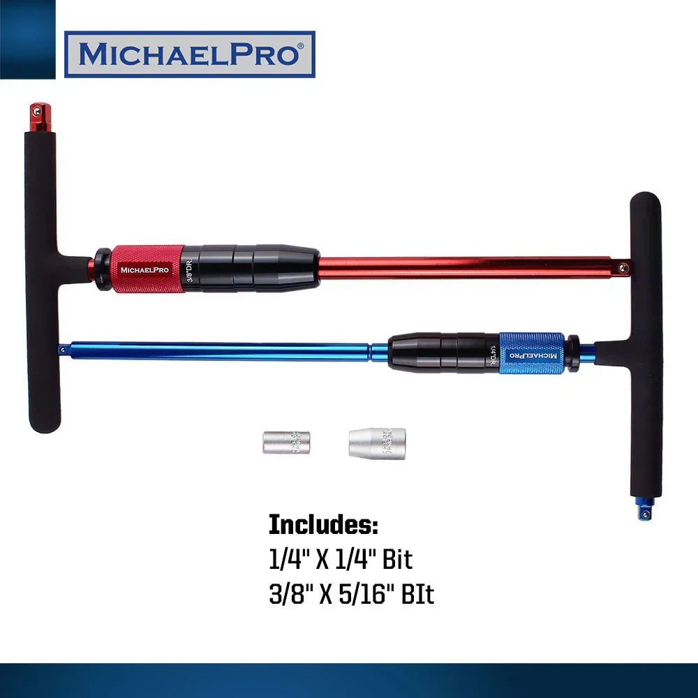 MichaelPro Adjustable 2-Way T-Handle Wrench Set for Tight Spaces & Garage Repairs