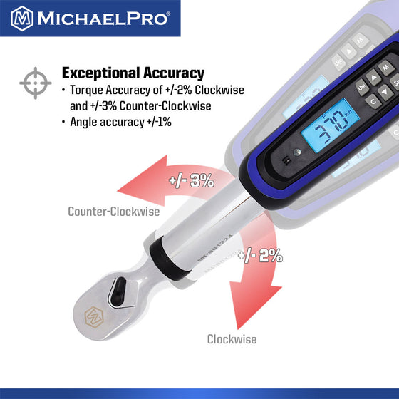 3/8" Drive Electronic Torque Wrench With Angle, 10 to 100 ft-lb (MP001224)