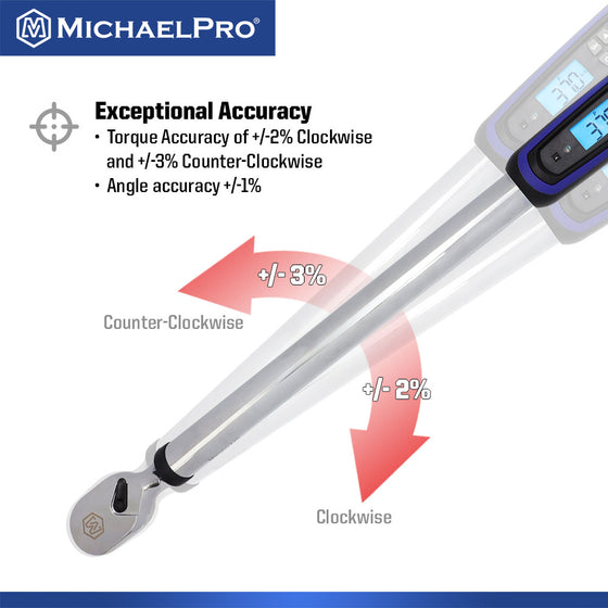 1/2" Drive Electronic Torque Wrench With Angle, 25 to 250 ft-lb (MP001225)