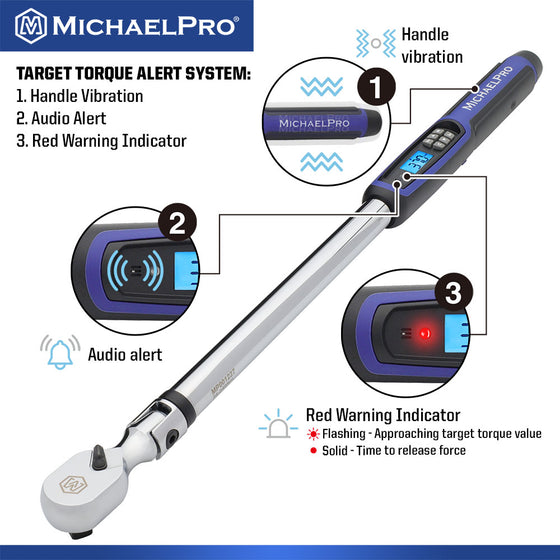 1/2" Drive Flex Head Electronic Torque Wrench With Angle, 25 to 250 ft-lb (MP001227)