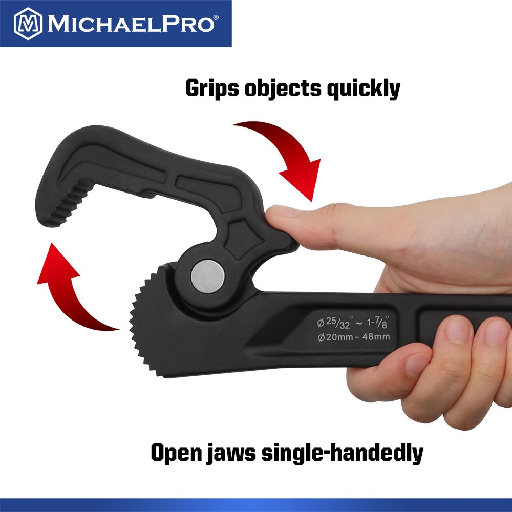 25/32” – 1-7/8” (20mm – 48mm) Self-Adjusting Quick Pipe Wrench (MP001230) - MichaelPro