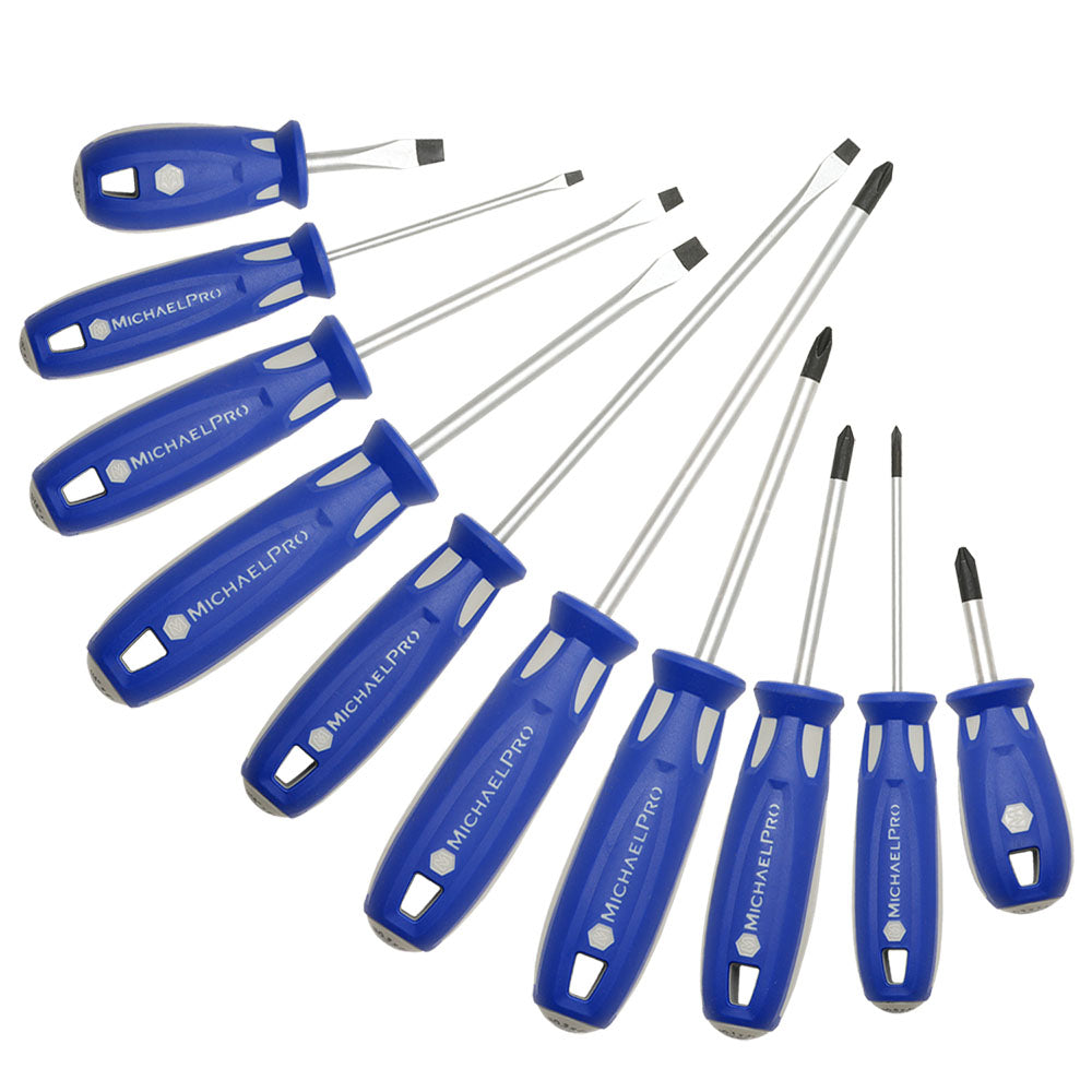 10-Piece Magnetic Screwdriver Set, Phillips & Flat (MP002035) - MichaelPro