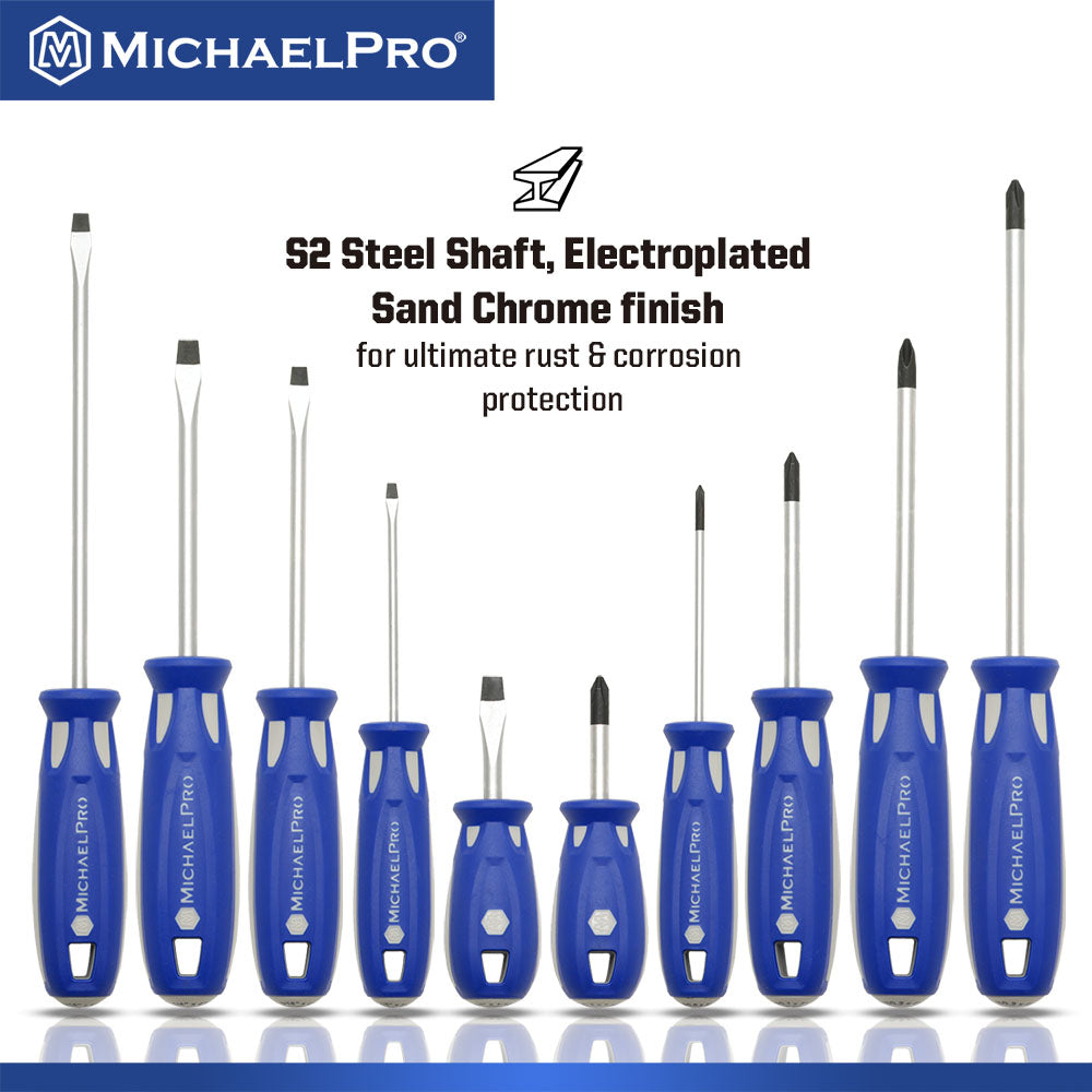 10-Piece Magnetic Screwdriver Set, Phillips & Flat (MP002035) - MichaelPro