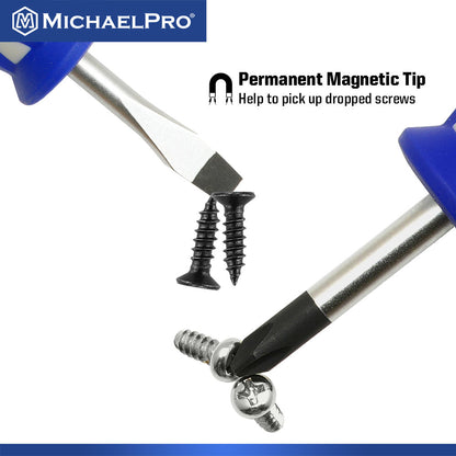2-Piece Stubby Screwdriver Set 1/4-Inch x 1 1/2-Inch Slotted, #2 x 1 1/2-Inch Phillips (MP002040) - MichaelPro