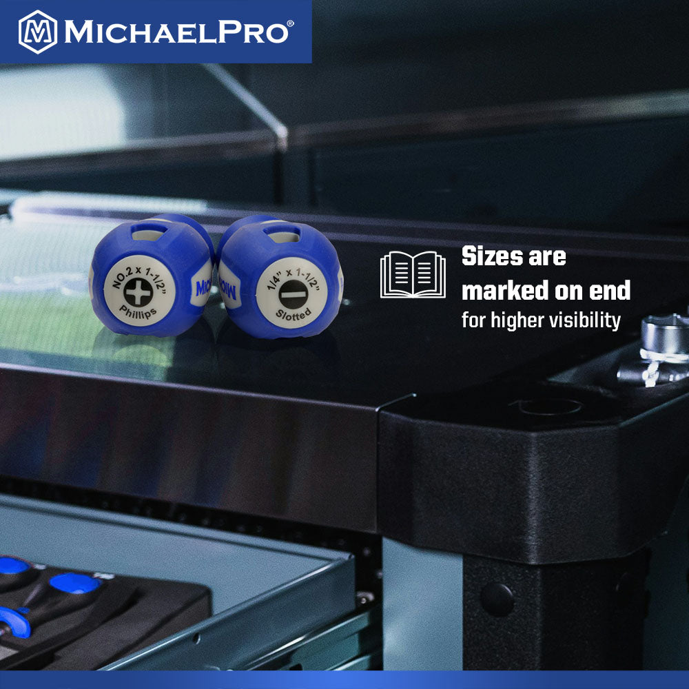 2-Piece Stubby Screwdriver Set 1/4-Inch x 1 1/2-Inch Slotted, #2 x 1 1/2-Inch Phillips (MP002040) - MichaelPro