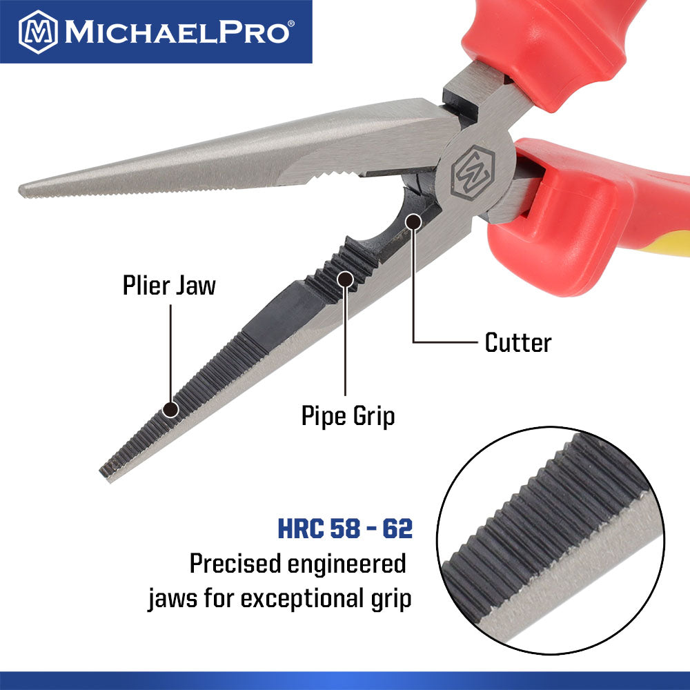 8-Inch Insulated Long Needle Nose Plier (MP003067) - MichaelPro