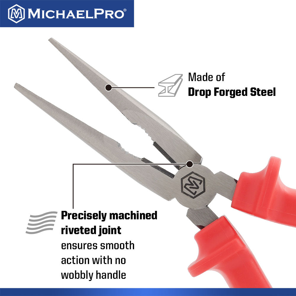 8-Inch Insulated Long Needle Nose Plier (MP003067) - MichaelPro
