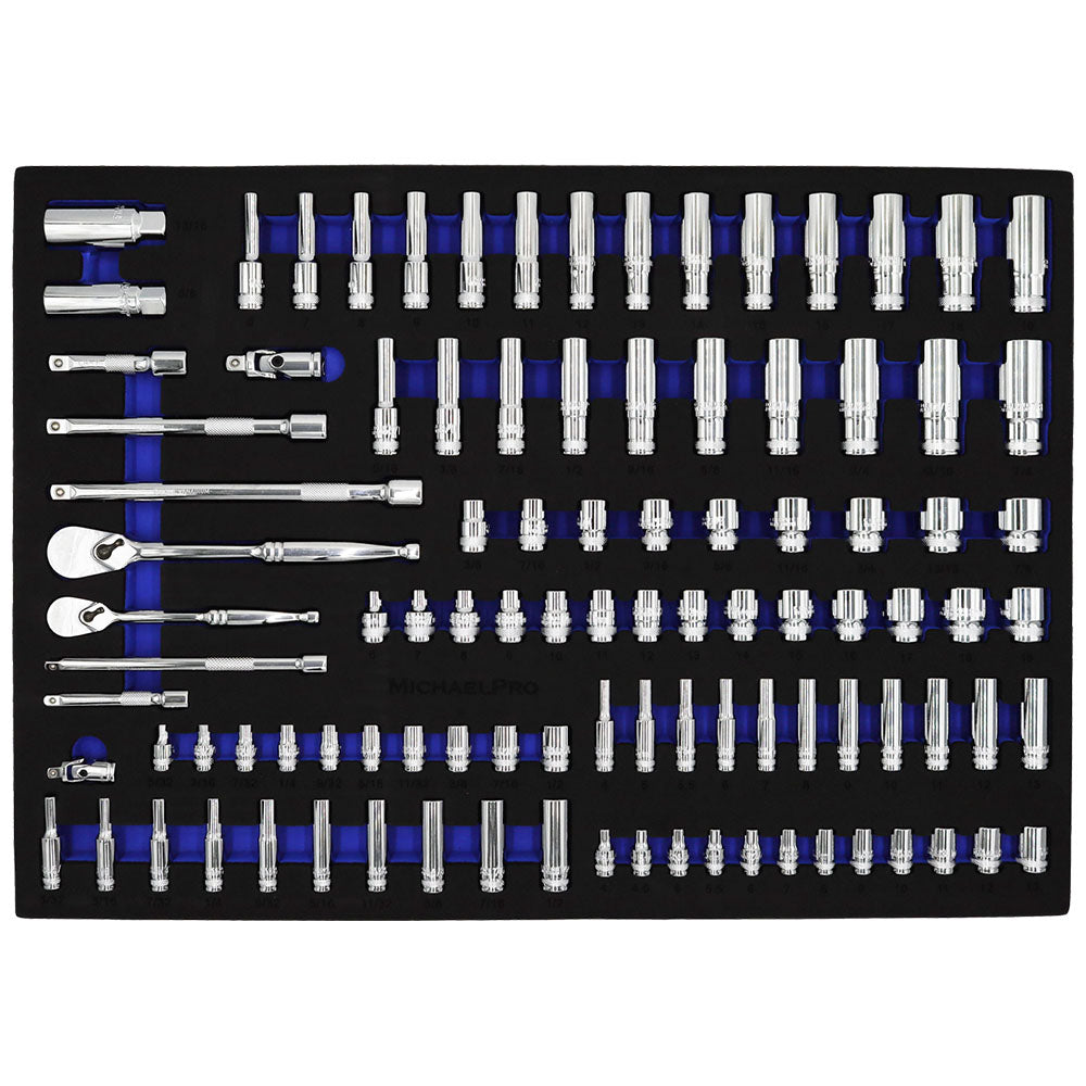 101 Pieces 3/8-Inch and 1/4-Inch Drive Socket Set (MP005004) - MichaelPro