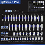 101 Pieces 3/8-Inch and 1/4-Inch Drive Socket Set (MP005004) - MichaelPro