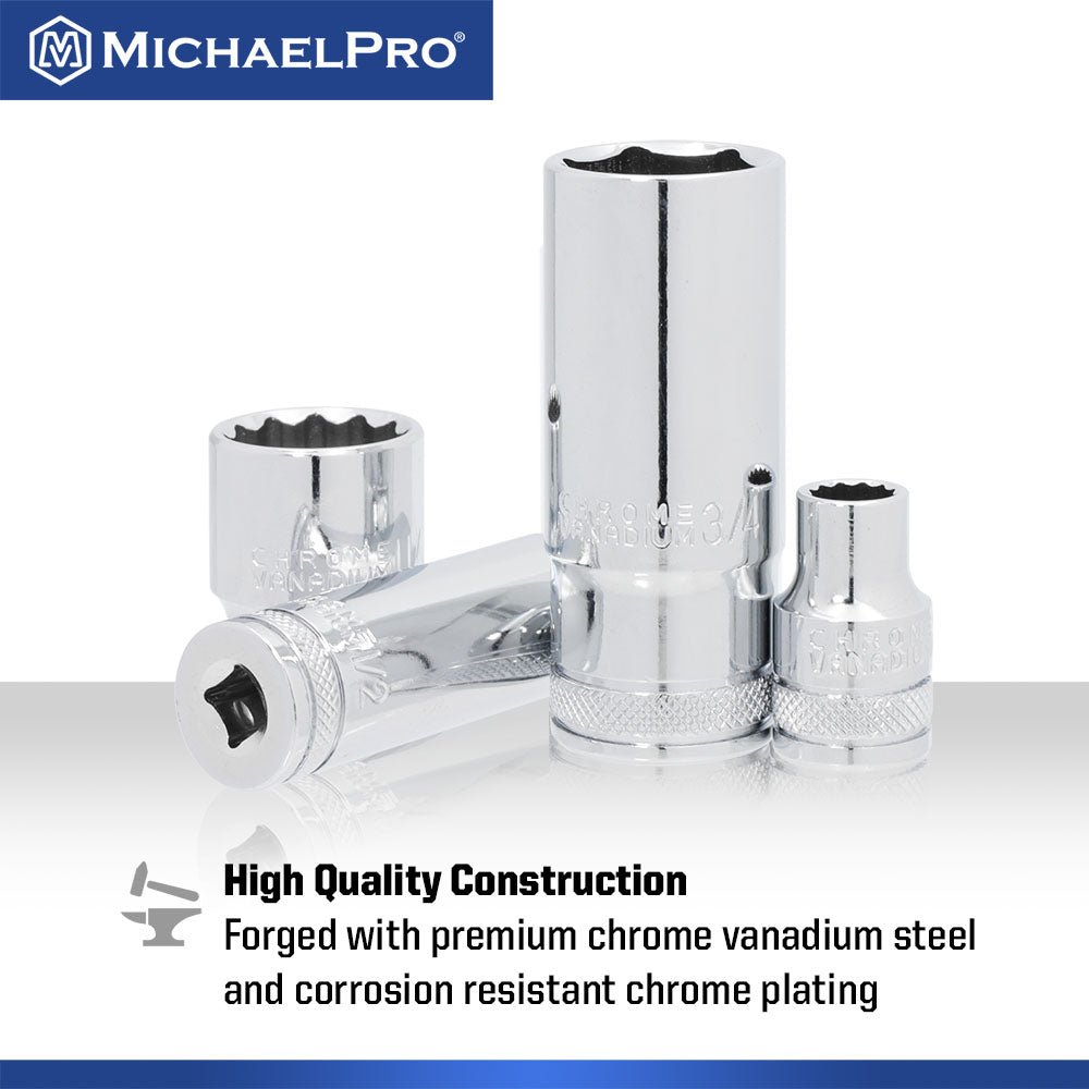101 Pieces 3/8-Inch and 1/4-Inch Drive Socket Set (MP005004) - MichaelPro