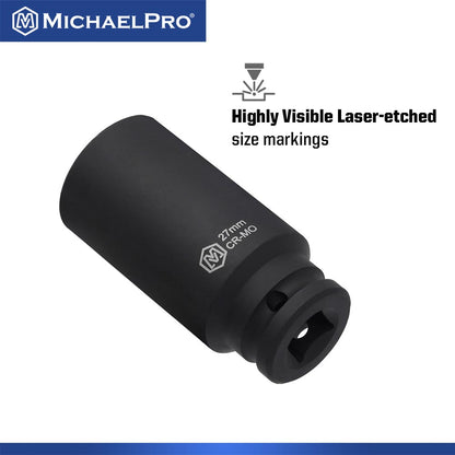 40-Piece 1/2"Drive Impact Socket Set in Metric Sizes (MP005032) - MichaelPro