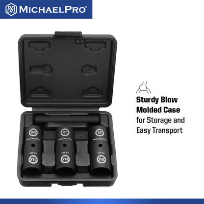 4-Piece 1/2" Drive Thin Wall Impact Flip Lug Nut Socket Set with Half Sizes (MP005042) - MichaelPro