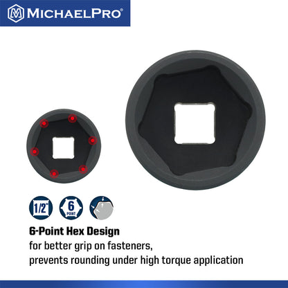 4-Piece 1/2" Drive Thin Wall Impact Flip Lug Nut Socket Set with Half Sizes (MP005042) - MichaelPro