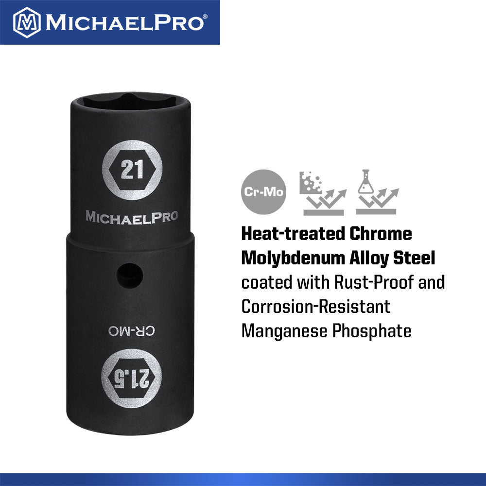 4-Piece 1/2" Drive Thin Wall Impact Flip Lug Nut Socket Set with Half Sizes (MP005042) - MichaelPro