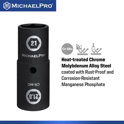 4-Piece 1/2" Drive Thin Wall Impact Flip Lug Nut Socket Set with Half Sizes (MP005042) - MichaelPro