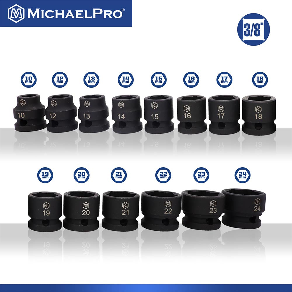3/8” Drive 8-Piece Low Profile Impact Socket Set (MP005045) - MichaelPro