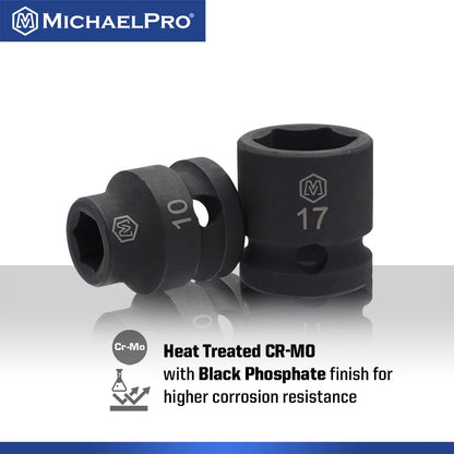 1/2" Drive 14-Piece Low Profile Impact Socket Set (MP005046) - MichaelPro
