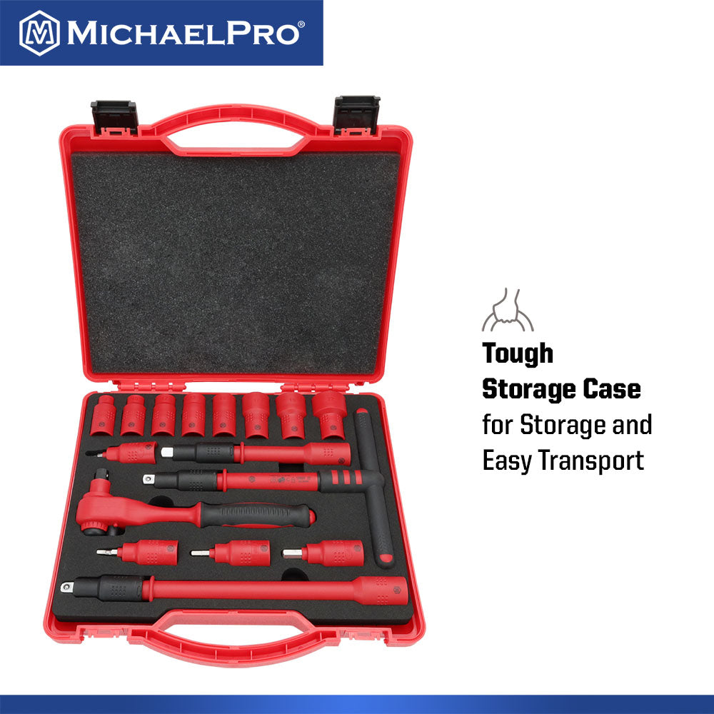 16-Piece 3/8" Drive VDE Insulated Socket Set (MP005047) - MichaelPro