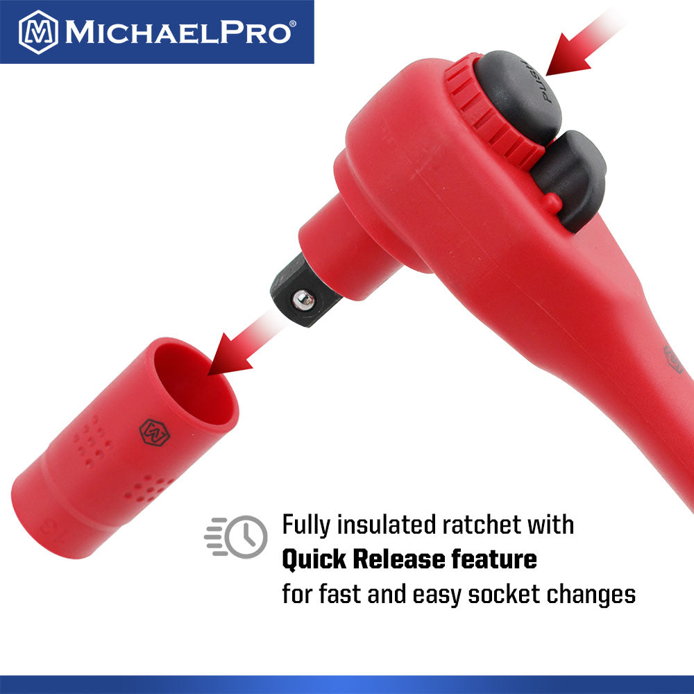 16-Piece 3/8" Drive VDE Insulated Socket Set (MP005047) - MichaelPro