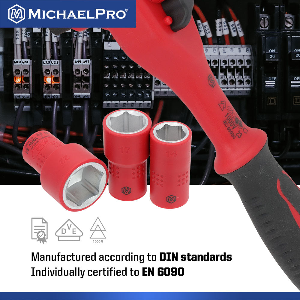 16-Piece 3/8" Drive VDE Insulated Socket Set (MP005047) - MichaelPro
