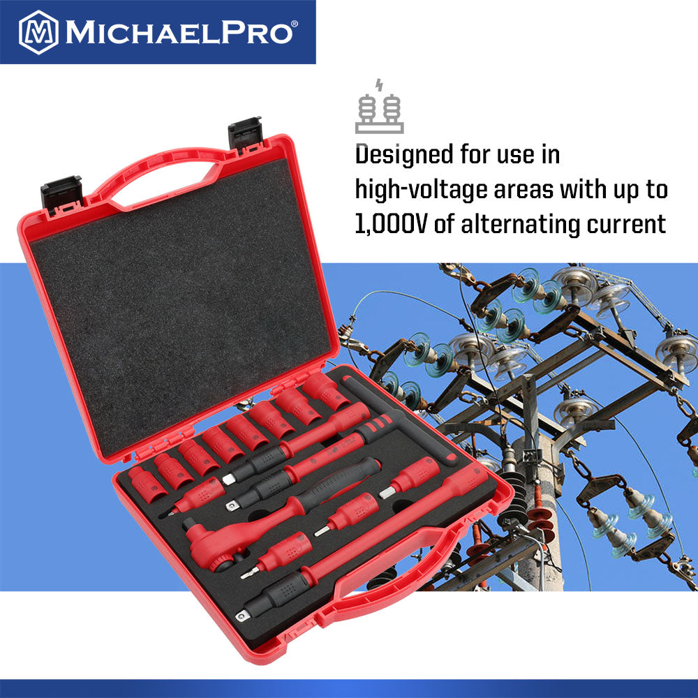 16-Piece 3/8" Drive VDE Insulated Socket Set (MP005047) - MichaelPro