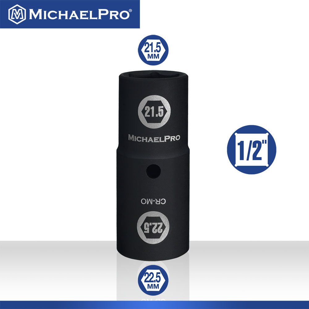 1/2" Drive 21.5 x 22.5mm Half Size Lug Nut Flip Socket (MP005052) - MichaelPro
