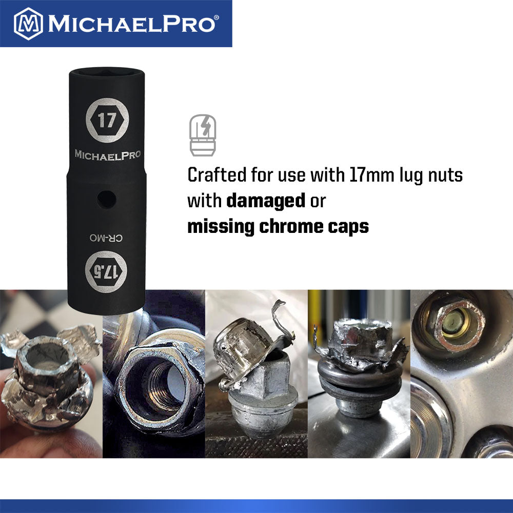 1/2" Drive 17 x 17.5mm Half Size Lug Nut Flip Socket (MP005054)