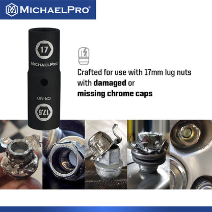 1/2" Drive 17 x 17.5mm Half Size Lug Nut Flip Socket (MP005054)
