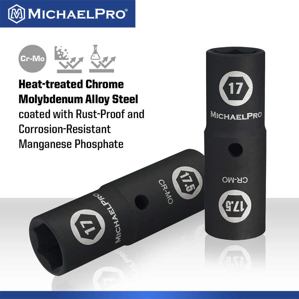 1/2" Drive 17 x 17.5mm Half Size Lug Nut Flip Socket (MP005054)