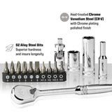 62-Piece 1/4" Drive 90 Tooth SAE/Metric Socket Set (MP005059) - MichaelPro