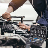 62-Piece 1/4" Drive 90 Tooth SAE/Metric Socket Set (MP005059) - MichaelPro