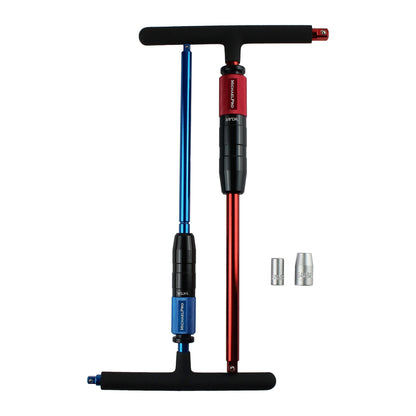 MichaelPro 4-Piece Gift Edition T-Handle Wrench Set in Red and Blue, including 1/4" and 3/8" drives with additional bit attachments.