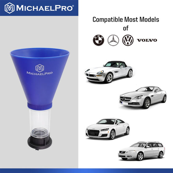 Spill-Free Oil Funnel for Mercedes-Benz and BMW - Clip Adapter for Vehicles Yr 2018 and Earlier (MP009095)