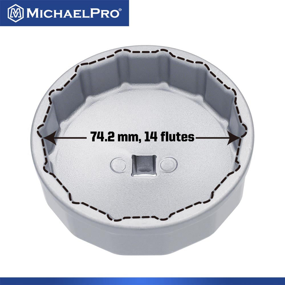 74.2mm Oil Filter Cap Wrench for Ford and Mazda, 14 flutes 