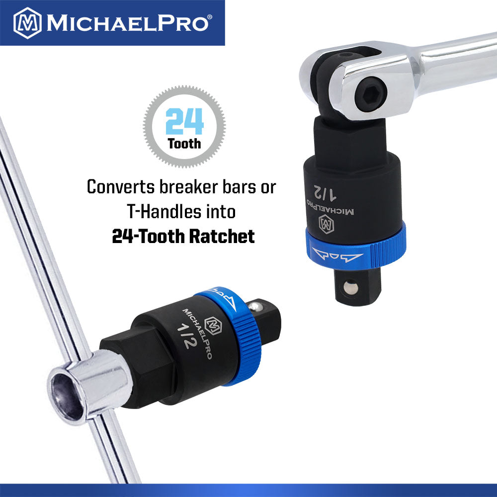 1/2" Drive Ratcheting Breaker Bar Adapter with Anodized Switch Collar (MP012025) - MichaelPro