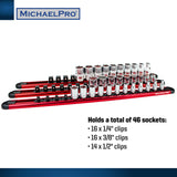 3-Piece Socket Organizer Rail Set- 1/4", 3/8", and 1/2" Drives (MP014001 / MP014040) - MichaelPro