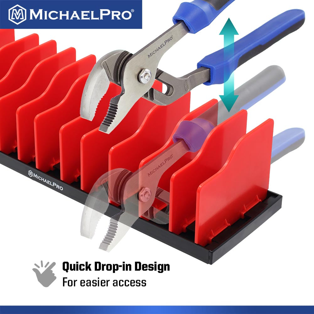 Adjustable Pliers Rack with Customizable Dividers, 12 Slots (MP014039) - MichaelPro
