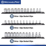 3-Piece Socket Organizer Rail Set- 1/4", 3/8", and 1/2" Drives (MP014001 / MP014040) - MichaelPro