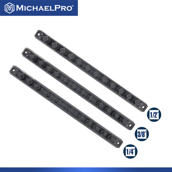 3-Piece Quick Lock Magnetic Socket Organizer Rail Set (MP014040)