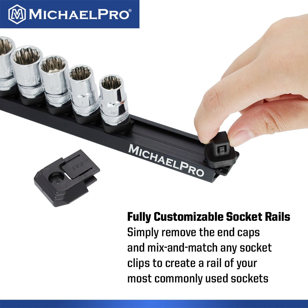 3-Piece Socket Organizer Rail Set- 1/4", 3/8", and 1/2" Drives (MP014001 / MP014040) - MichaelPro