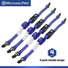 4 Pack 1.5" x 15' Ratchet Tie Down Strap with J-Hook Safety Latches, 3300 lb Break Strength (MP021002)